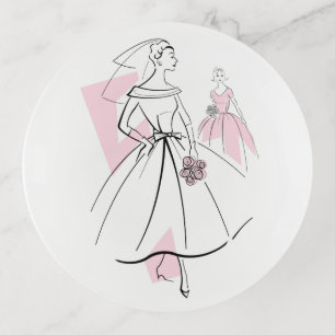 Fashion Bride Pink Group trinket tray round