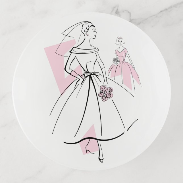 Fashion Bride Pink Group trinket tray round (Front)