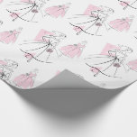 Fashion Bride Pink Group wrapping paper<br><div class="desc">A Mid-century style design with a retro touch featuring line drawings of a bride and bridesmaid in pink and white on a white background. Inspired by dress patterns and fashion illustrations from the 1950s and 1960s. A customizable design for you to personalise with your own text, images and ideas. An...</div>