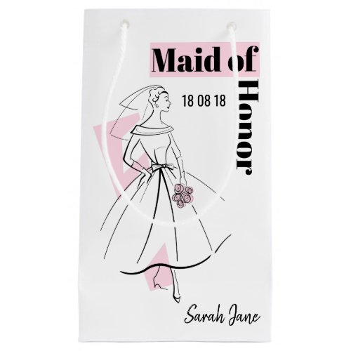Fashion Bride Pink Maid of Honor gift bag small