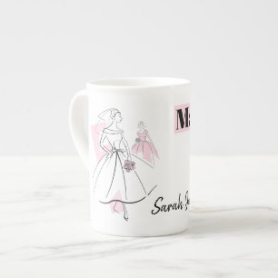 Fashion Bride Pink Maid of Honor Name bone china Mug