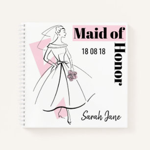 Fashion Bride Pink Maid of Honor notebook square