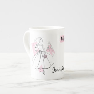Fashion Bride Pink Mother Bride Name bone china Mug