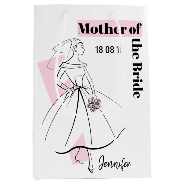 Fashion Bride Pink Mother of the Bride medium Gift Bag (Front)