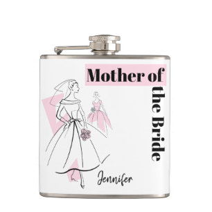 Fashion Bride Pink Mother of the Bride Name flask