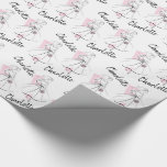 Fashion Bride Pink Name wrapping paper<br><div class="desc">A Mid-century style design with a retro touch featuring line drawings of a bride in pink and white on a white background. Inspired by dress patterns and fashion illustrations from the 1950s and 1960s. A customizable design for you to personalise with your own text, images and ideas. An original digital...</div>