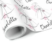Fashion Bride Pink Name wrapping paper (Roll Corner)