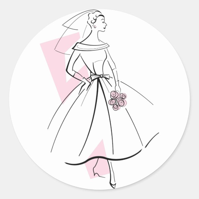 Fashion Bride Pink sticker round (Front)