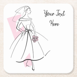 Fashion Bride Pink Text coaster