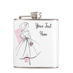 Fashion Bride Pink Text flask