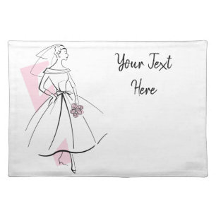 Fashion Bride Pink Text placemat cloth