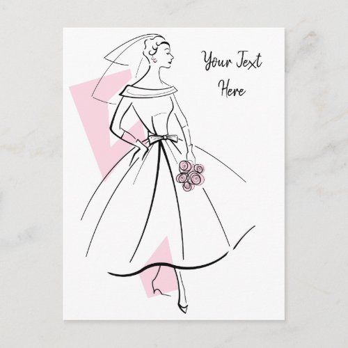 Fashion Bride Pink Text postcard
