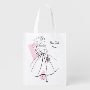 Fashion Bride Pink Text reusable bag