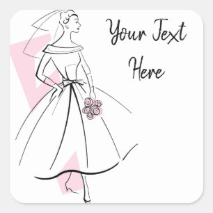 Fashion Bride Pink Text square Square Sticker
