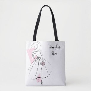 Fashion Bride Pink Text tote pink back Bag