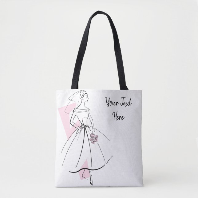Fashion Bride Pink Text tote pink back Bag (Front)