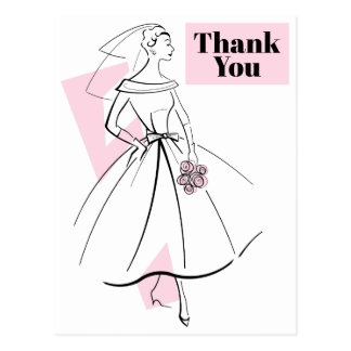 Fashion Bride Pink Thank You postcard