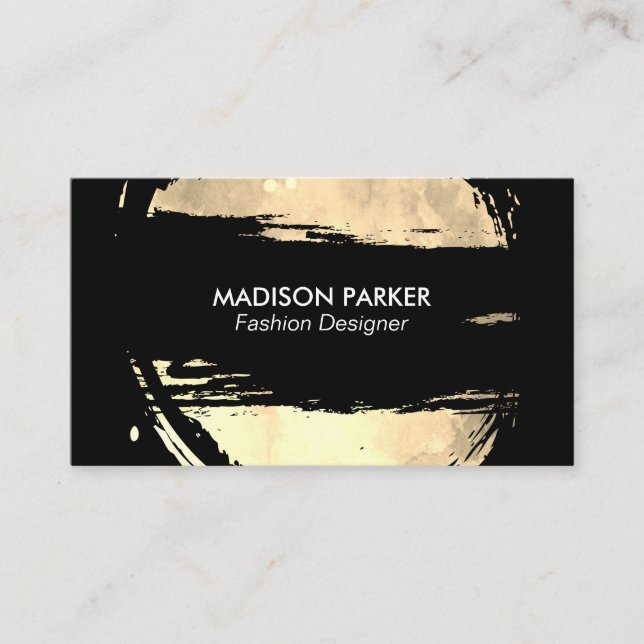 Fashion Brushed Gold and Black Business Card (Front)