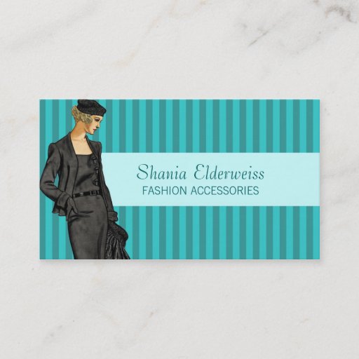 Customizable Fashion Business Card - Cool Aqua Green