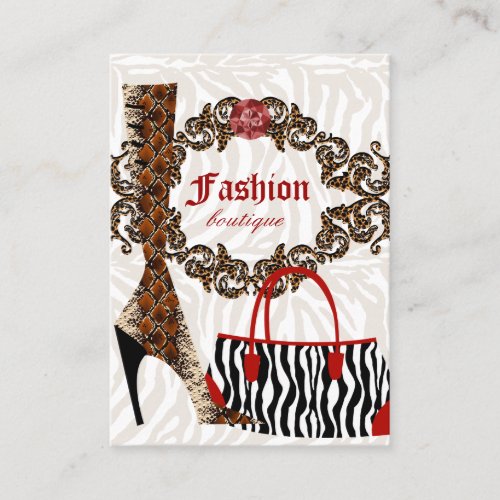 Fashion Business Card Handbag Boot Leather Zebra