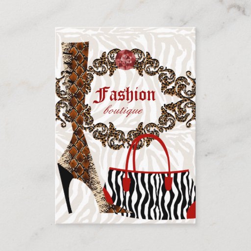 Customizable Fashion Business Card Handbag Boot Leather Zebra