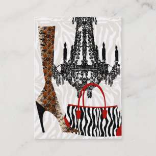 Fashion Business Card Handbag Boot Leather Zebra