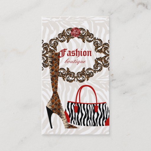 Customizable Fashion Business Card Handbag Boot Leather Zebra 2