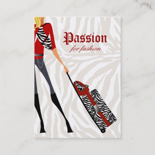 Customizable Fashion Business Card Handbag Suitcase Zebra