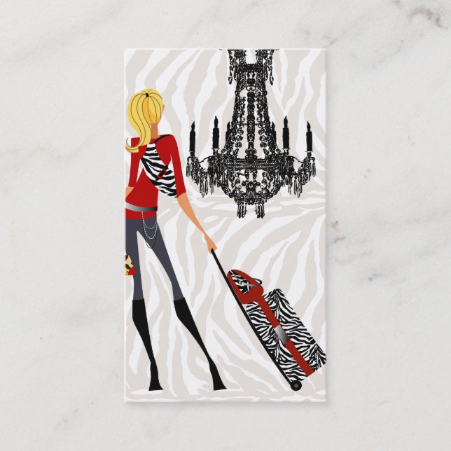 Fashion Business Card Handbag Suitcase Zebra 2 (Front)