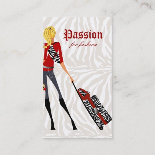 Customizable Fashion Business Card Handbag Suitcase Zebra 2