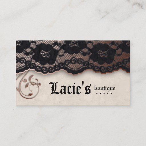 Customizable Fashion Business Card Lace Ivory Brown Black