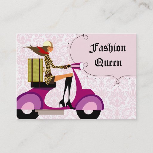 Customizable Fashion Business Card Scooter Woman Pink