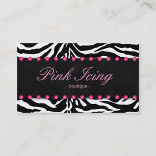 Fashion Business Card Zebra Pink Dots