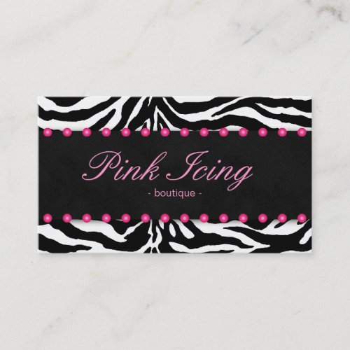 Fashion Business Card Zebra Pink Dots
