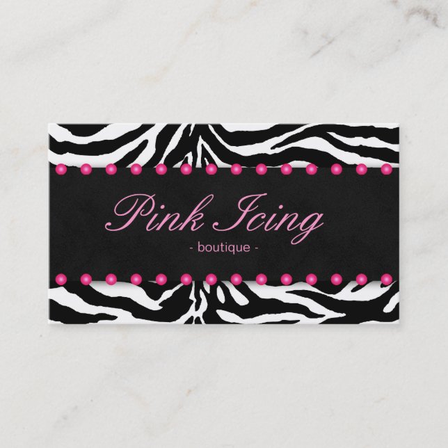 Fashion Business Card Zebra Pink Dots (Front)
