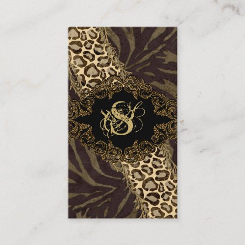 Fashion Business Cards Animal Leopard Suede Zebra