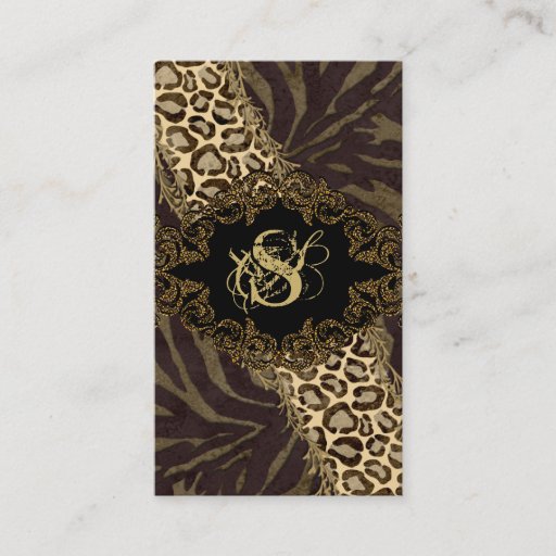 Customizable Fashion Business Cards Animal Leopard Suede Zebra