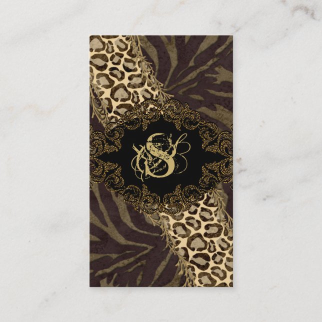 Fashion Business Cards Animal Leopard Suede Zebra (Front)