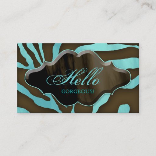 Customizable Fashion Business Cards Animal Zebra Blue