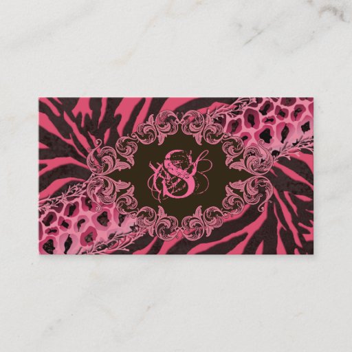 Customizable Fashion Business Cards Animal Zebra Leopard Pink