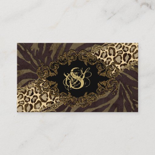 Customizable Fashion Business Cards Animal Zebra Suede Leopard