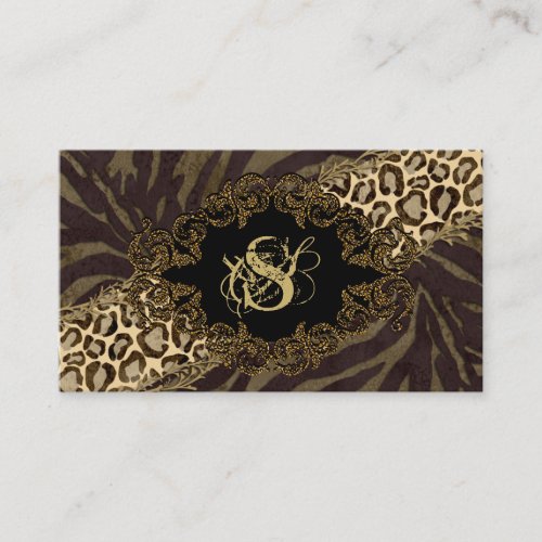 Fashion Business Cards Animal Zebra Suede Leopard