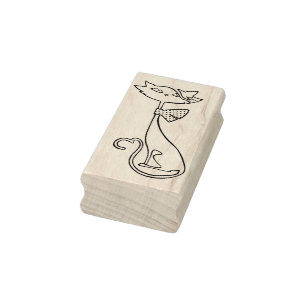 fashion cat art stamp