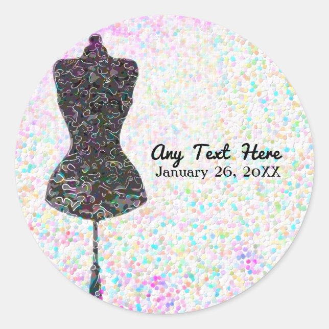 Fashion Confetti Mannequin Custom Party Favor Classic Round Sticker (Front)