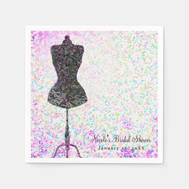 Fashion Confetti Mannequin Modern Custom Party Napkins (Front)