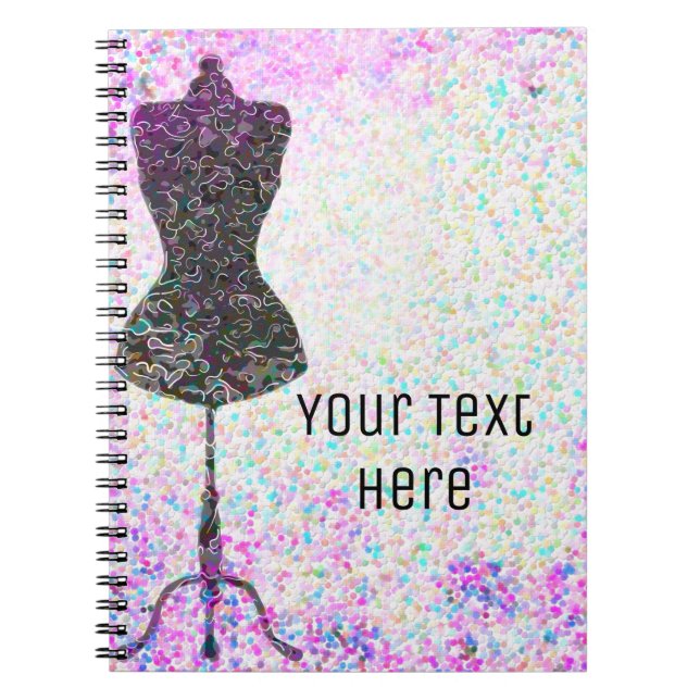 Fashion Confetti Mannequin Modern Personalized Notebook (Front)