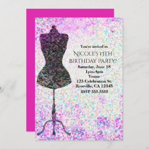 Fashion Confetti Mannequin Party Invitations