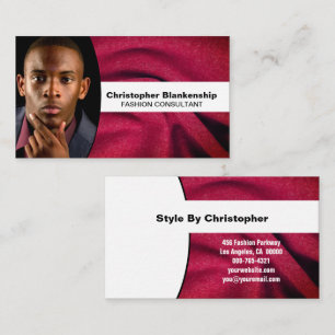 Fashion Consultant Burgundy Fabric Custom Photo Business Card