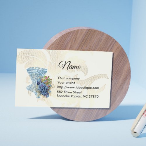 Fashion Corset  Blue Flowers Business Card