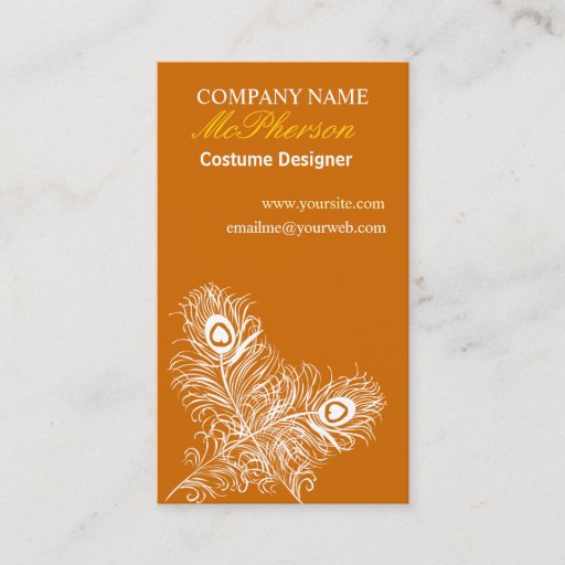 Customizable Costume Peacock Feathers Business Cards